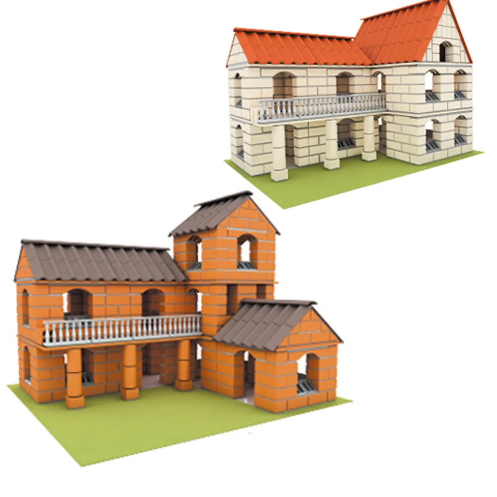 뜨거운 판매 제품 DIY 빌라 하우스 클레이 타일 스태킹 블록 재사용 및 모델 빌딩 장난감 시멘트 Jouets 부어 enants