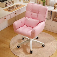 Chaise de bureau confortable à hauteur réglable, pivotante et coulissante, en cuir, ergonomique, pour chambres à coucher et salons