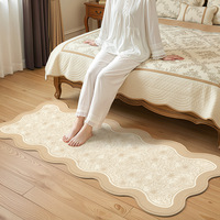 Tapis de chevet de style vintage français, forme irrégulière, tapis antidérapant de luxe léger pour salon, table à thé/chaise/bureau