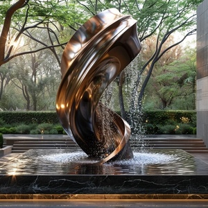 Hotel Villa Buitenzwembad Fontein Landschapssculptuur Waterlandschap RVS Metalen Sculptuur - Product Image 5