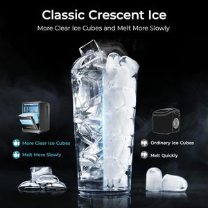 เครื่องทำน้ำแข็ง EUHOMY รุ่น Crescent ผลิตน้ำแข็งได้ 35 ปอนด์/24 ชั่วโมง พร้อมระบบทำความสะอาดอัตโนมัติ เครื่องทำน้ำแข็งแบบตั้งโต๊ะ พกพาสะดวก เหมาะสำหรับงานปาร์ตี้ - Product Image 4