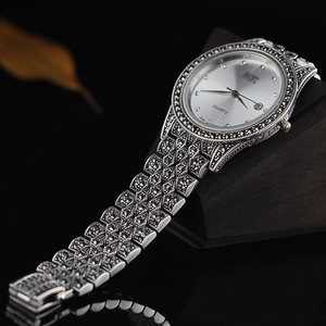 Luxe rond étanche rétro bande dames <span class=keywords><strong>Bracelet</strong></span> montre-<span class=keywords><strong>bracelet</strong></span> mode classique S925 en argent Sterling robe hommes montres femmes - Product Image 4