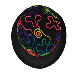 Chapeau Fedora en feutre unisexe ajustable pour adulte avec cordon néon et broderie vibrante pour fêtes décontractées et Halloween - Product Image 5