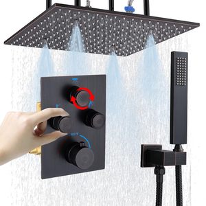 Sistema de ducha de lluvia, cabezal de ducha termostático de cuerpo completo de 16 pulgadas, grifo mezclador de latón, válvula desviadora de Ducha - Product Image 1