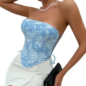 Elegante bustier con corsetto a spalle scoperte in pizzo vintage