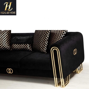 Sofà di lusso italiano di design in tessuto nero di lusso moderno divano in velluto set <span class=keywords><strong>mobili</strong></span> per Villa Groggery grande <span class=keywords><strong>bungalow</strong></span> - Product Image 6