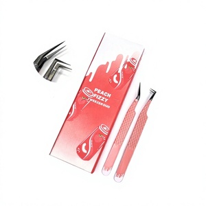 High Quality Stainless Steel Fiber Tip Pointed Anti-Static Eyelash Extension Volume Tweezers with Matching Cardboard Box - Product Image 1