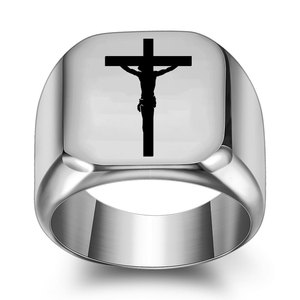 Cross <b>Ring</b> 18MM Stainless Steel 304 Unisex Fashion Minimalist Gift Jewelry - Product Image 3