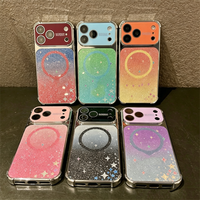 Coque de téléphone magnétique à paillettes dégradées en forme d'étoile pour iPhone 18 Pro Max 17 16 15, antichoc avec protection d'objectif plaqué