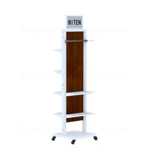 Exhibidor de Ropa de Hierro de Doble Cara con Ruedas, Altura Ajustable y Ganchos, Estante Móvil para Tienda - Product Image 6