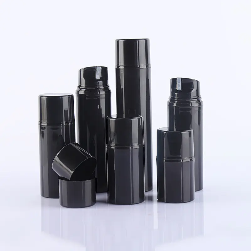 Wholesale 30ml 50ml 80ml 100ml 120ml 150ml Round Black Airless Pump Bottle 2024 For Thick Cream