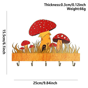 En stock, crochets à manteaux en bois massif sans perçage, crochets en bois en forme de champignon, crochets à manteaux muraux, crochets simples pour hôtels et - Product Image 4