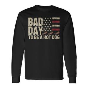 Camiseta de manga larga con bandera de Estados Unidos, Bad Day To Be A Hot Dog, 4 de julio - Product Image 1