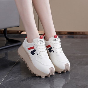 Zapatillas Deportivas Blancas de Malla para Mujer, con Cordones, Plataforma, Entresuela de EVA, Suela de Goma, Transpirables, con Logotipo Bordado, para Todas las Temporadas - Product Image 2