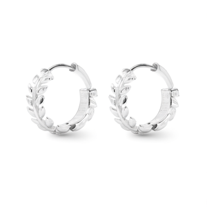 Pendientes de Aro E3750 en Oro Blanco para Mujer, Diseño de Planta, Estilo Clásico, Joyería de Aleación, Pendientes Perforados - Product Image 1