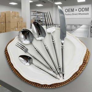 Set di posate da hotel in acciaio inossidabile stile europeo moderno, coltello da bistecca creativo, forchetta, cucchiaio, set da caffè e dessert, finitura a specchio, <span class=keywords><strong>leggendario</strong></span> - Product Image 1