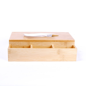 Boîte à mouchoirs multifonctionnelle en bambou, boîte de rangement pour table basse, télécommande, organisateur d'objets divers - Product Image 1