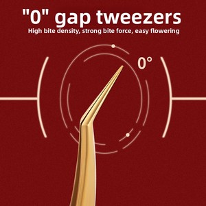 Độ chính xác cao bằng thép không gỉ nhíp lông mi thẳng cong Vàng Clip chống trượt hoa lông mi chính xác ghép - Product Image 5