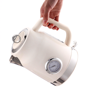 1.7L phong cách retro Ấm đun nước điện kim loại Tea <span class=keywords><strong>Kettle</strong></span> OEM chất lượng tốt Kem nước màu vàng ấm đun nước với nhiệt độ đo - Product Image 4