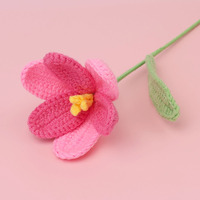 Bunga Tulip Cantik yang Mekar, Bunga Buatan dari Wol Tenun Tangan, Hadiah Ramah Lingkungan untuk Hari Ibu & Tahun Baru Imlek