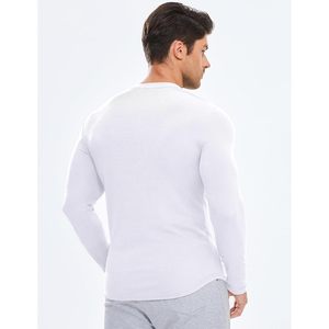 T-shirt à manches longues pour homme FOXA, côtelé uni, anti-plis, respirant, séchage rapide, en coton et élasthanne, idéal pour la gym et les tenues décontractées - Product Image 2