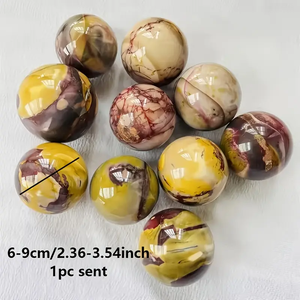 1 bola de cristal de esferas de Moonkite natural, diseño de mármol vibrante, decoración del hogar de piedra natural con remolinos dorados, marrones y blancos - Product Image 4