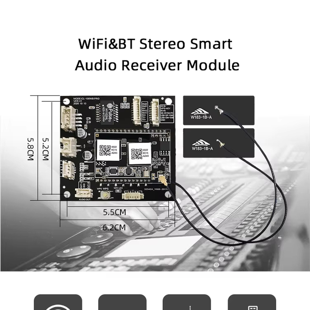 2.4G Wifi BT5.0 Audio Receiver Module AirPlay Multi Room Streaming Board Amplifier for Smart Home Theater Diy System