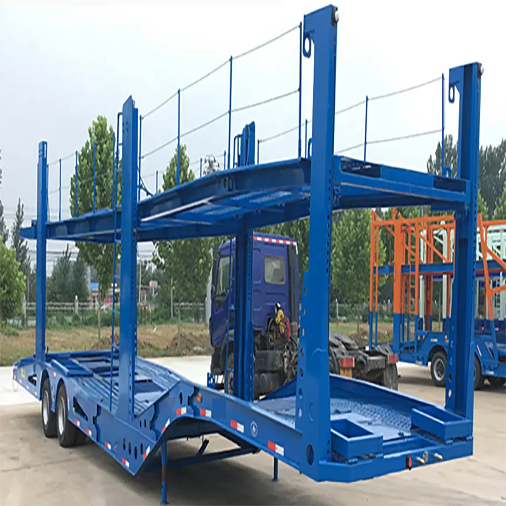 6-8 Cars Carrier Double Decks Trailer 10 Voertuig Transport Trailers Hydraulische Cargo Trucks Vervoeren Auto Carrier Opleggers