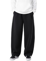 Pantalon de survêtement mi-long pour homme en molleton polyester/coton épais plissé 3D, écologique, anti-plis, avec cordon de serrage, nouveau style printemps
