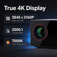 Projecteur vidéo cinéma maison intelligent professionnel, projecteur de films, projecteur LCD UHD 4K natif, 1000 Ansi, Wifi, BT, haut-parleur musical, Proyector