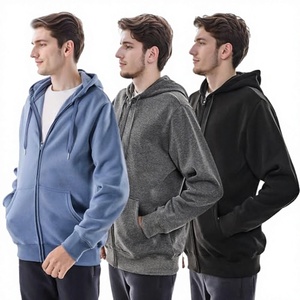 Sweat-shirts à capuche zippés unis pour hommes, sport d'automne, polyester/coton, impression sérigraphique - Product Image 3