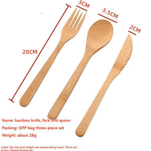 Vente chaude Bambou Vaisselle Ensemble Maison Voyage Couteau Fourchette, Cuillère Ensemble Extérieur Pratique Sac Bambou Vaisselle - Product Image 5