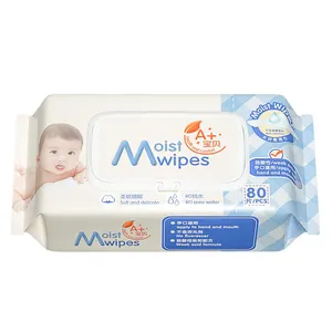 Haute qualité 80 pièces tissu Non tissé bébé lingettes de nettoyage eau pure personnalisé Logo privé ménage