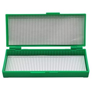 Microscope Glass <b>Slide</b> Storage Box 100pcs <b>Orange</b> Lid With Blue Green Base For Lab Use - Product Image 3