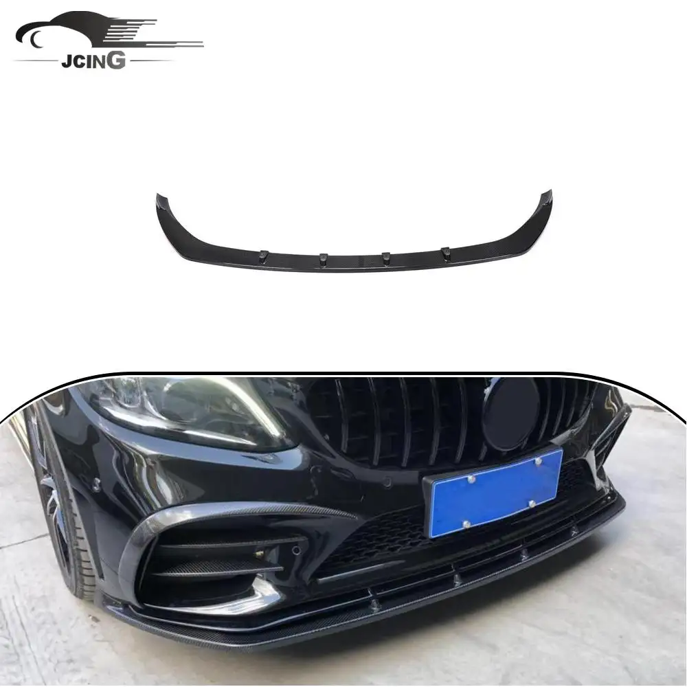 Spoiler per divisori per labbra anteriori W205 S205 C205 A205 in fibra di carbonio per Mercedes Benz classe C C43 AMG 2D 4D 2020 2021