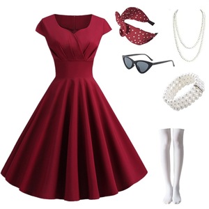 Vestido de Verano 2026 <span class=keywords><strong>para</strong></span> Mujer, Manga Corta, Estilo Hepburn, Vintage, Rockabilly, Talla Grande, Elegante, <span class=keywords><strong>para</strong></span> Fiesta de Noche - Product Image 6