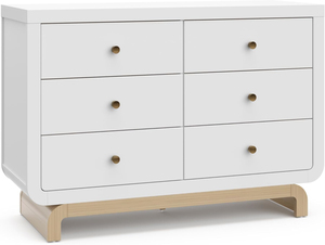BSCI Certified Modern Style Santorini <b>6</b> <b>Drawer</b> Double Dresser White with Iconic Curved Base for Kids Bedroom Nursery - Product Image 1