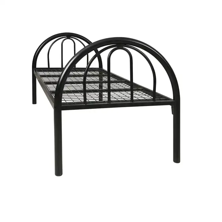Cama individual de metal de diseño exclusivo para uso escolar/dormitorio/empleado Cama de acero para dormitorio