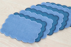 Vente en gros table de dîner brodée ronde personnalisée en coton cocktail airlaid napperons brodés serviettes de table de mariage avec logo - Product Image 4