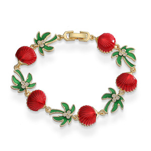 Gioielli estivi placcati in oro 18K Manta alberi di cocco cavallucci marini <span class=keywords><strong>bracciale</strong></span> a catena <span class=keywords><strong>con</strong></span> zirconi alla moda braccialetti di animali marini - Product Image 4