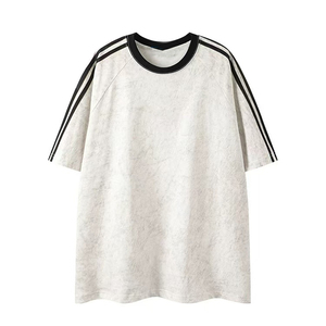 <span class=keywords><strong>Camiseta</strong></span> retro americana de manga corta con tres franjas y efecto tie-dye, se puede personalizar con logotipo, <span class=keywords><strong>camiseta</strong></span> holgada de verano para hombre. - Product Image 4