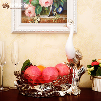 Décoration d'intérieur, figurines de paon écologiques avec des bols à bonbons et à fruits en verre