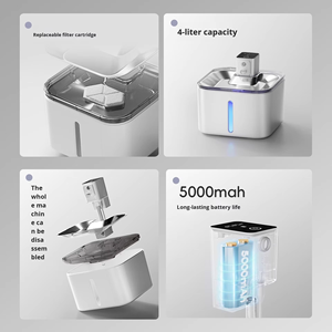 Fuente de agua inalámbrica para gatos, dispensador de agua de Metal recargable para mascotas de acero inoxidable, filtro de repuesto para perros - Product Image 5