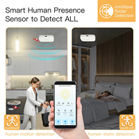 Détecteur de présence humaine à ondes millimétriques 24 GHz à double installation, encastré au plafond ou monté latéralement sur mur, avec surveillance de la luminosité