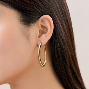 ต่างหูทรงหยดน้ำแบบแกะสลัก ทำจากสแตนเลสสตีล ชุบทอง 14K ด้วยวิธีเคลือบสูญญากาศ ดีไซน์โค้งเปิดโดดเด่นสะดุดตา - Product Image 5