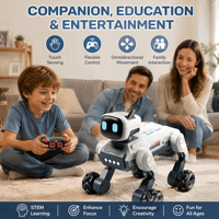 Robot chien interactif télécommandé de Noël à quatre pattes avec mode de commande pour la salle de classe STEM, vente en gros pour enfants