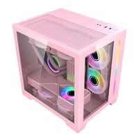 Pink Pc Case for Gamer Micro Atx Computer Cases & Towers With Tempered Glass Panel OEM Customizable Cabinet PC
