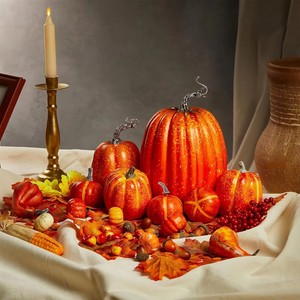 143 pièces de décorations artificielles d'automne en mousse creuse à sculpter, comprenant des citrouilles et des feuilles d'érable, pour la table de cuisine, l'intérieur et l'extérieur, pour le festival de la récolte - Product Image 2