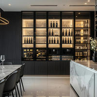 Buffet moderne de luxe en bois massif et acier inoxydable avec casier à vin en verre de haute qualité, refroidisseur, écologique et grande capacité pour l'affichage du vin