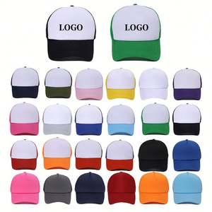 NUEVA Gorra Trucker de Espuma Personalizada con 5 Paneles, Bordada, en Color Rosa Neón, Verde y Beige, con Logotipo Personalizado - Product Image 1